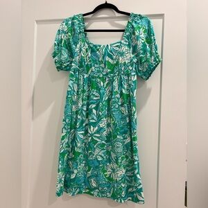 Delaney Short Sleeve Dress Botanical Green Safari Sangria